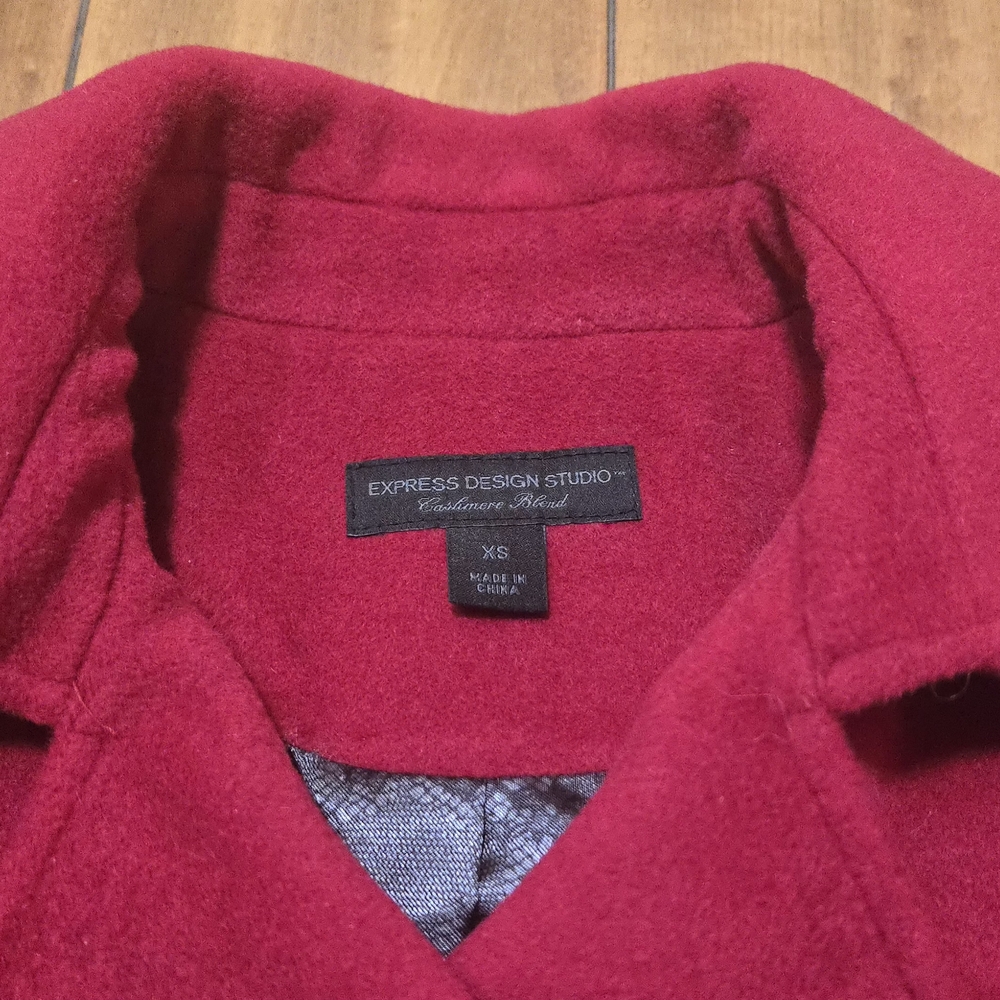 Express Red Pea Coat with Classic Collar